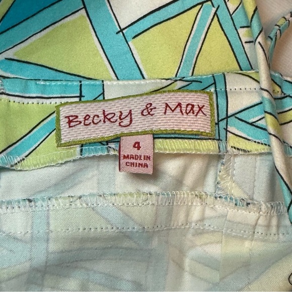 Vintage Becky & Max Y2K Dress Blue Green Size 4 Empire Waist Babydoll Artsy - Picture 7 of 8